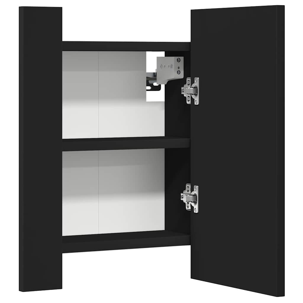 LED kupaonski ormarić s ogledalom crni 40x12x45 cm akrilni