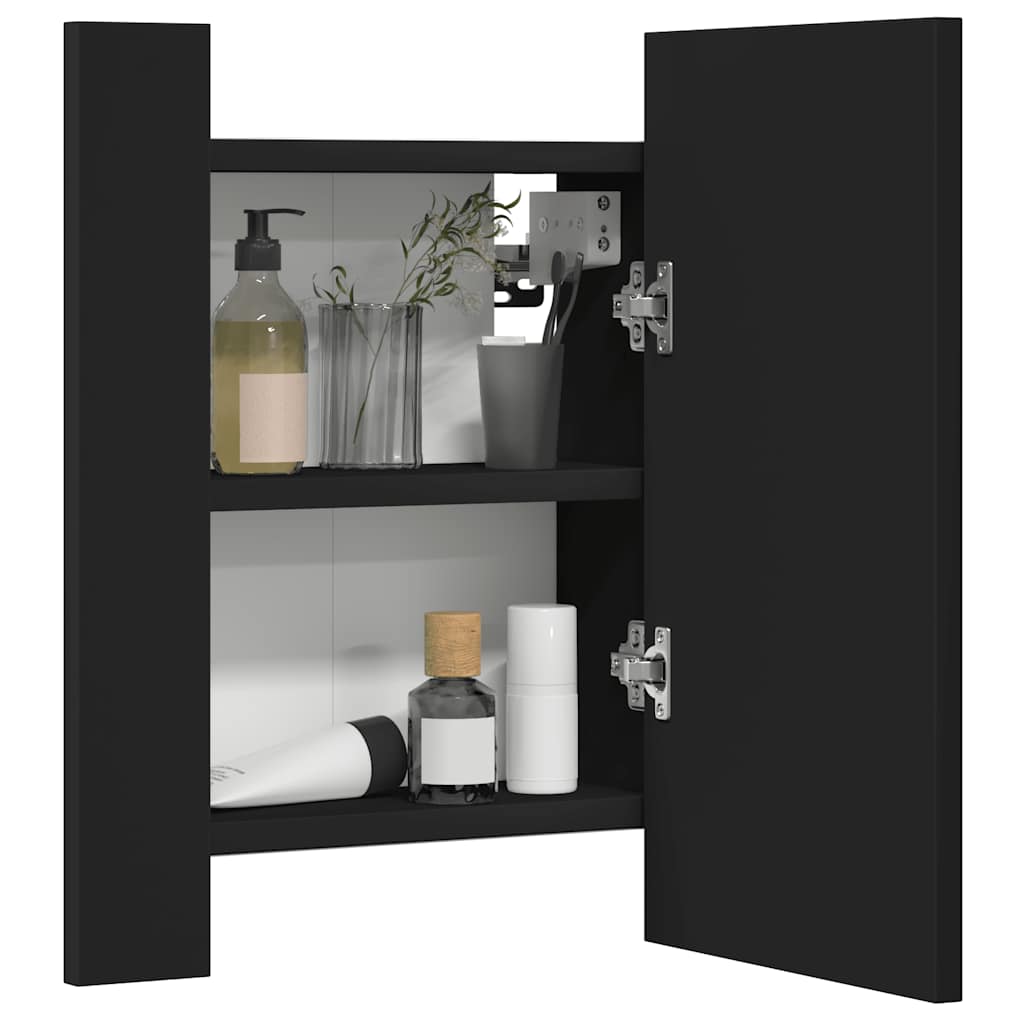 LED kupaonski ormarić s ogledalom crni 40x12x45 cm akrilni