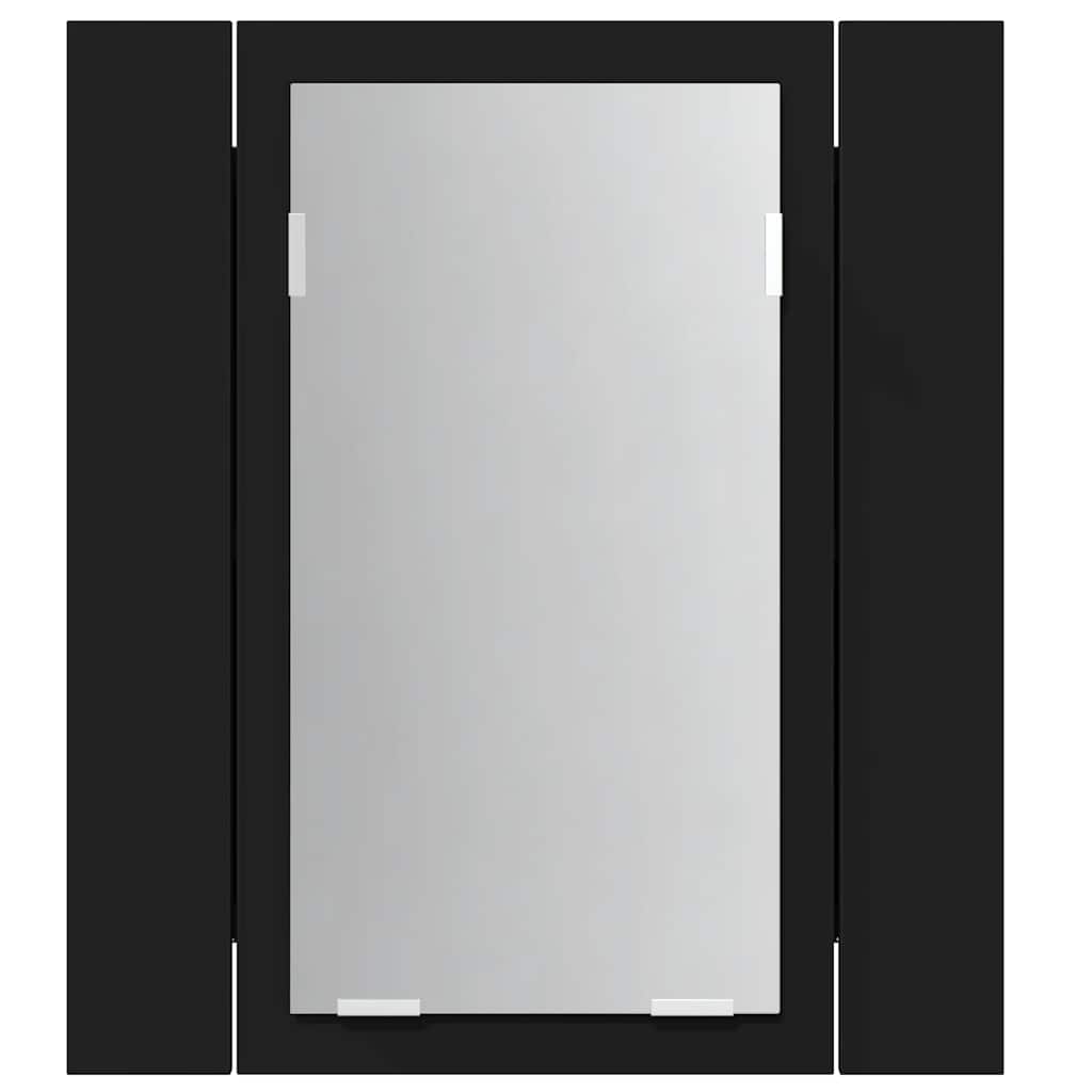 LED kupaonski ormarić s ogledalom crni 40x12x45 cm akrilni