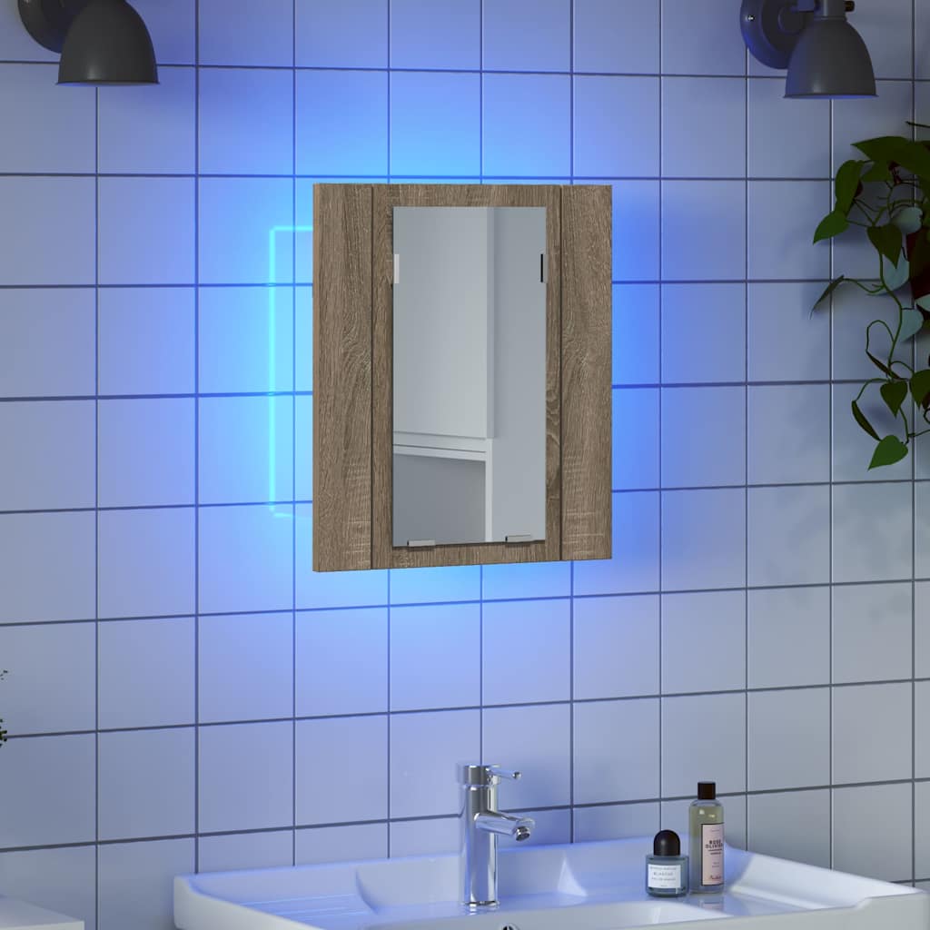 LED kupaonski ormarić s ogledalom boja hrasta 40x12x45 akrilni