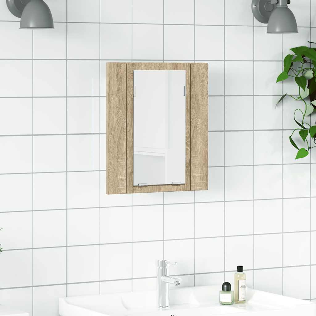 LED kupaonski ormarić s ogledalom boja hrasta 40x12x45 akrilni