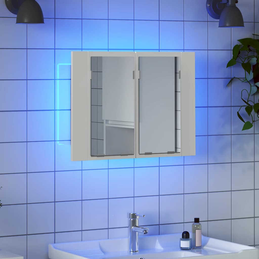 LED kupaonski ormarić s ogledalom bijeli 60x12x45 cm akrilni
