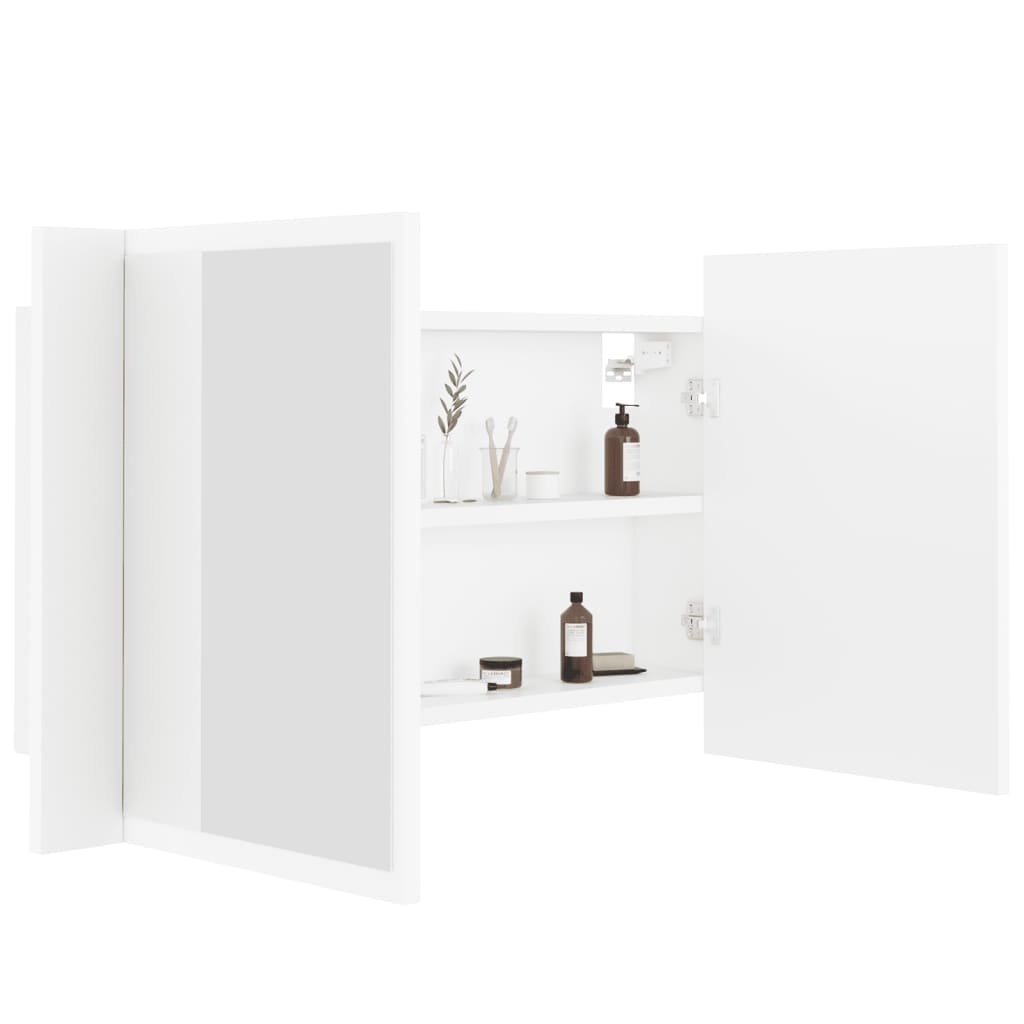 LED kupaonski ormarić s ogledalom bijeli 80x12x45 cm akrilni