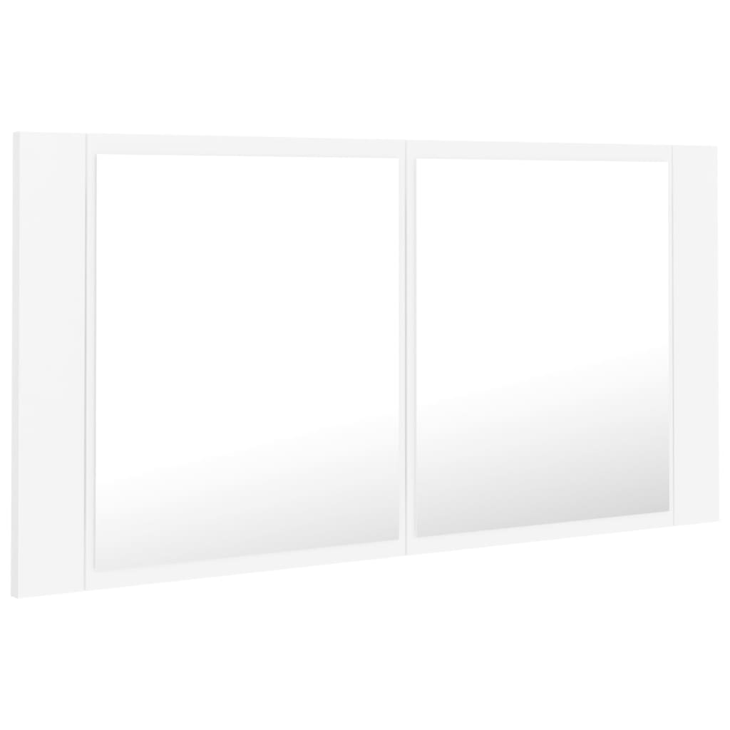 LED kupaonski ormarić s ogledalom bijeli 90x12x45 cm akrilni