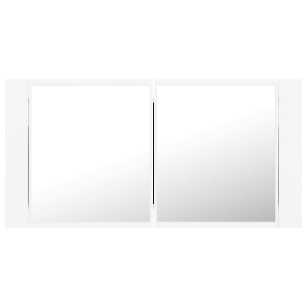 LED kupaonski ormarić s ogledalom bijeli 90x12x45 cm akrilni