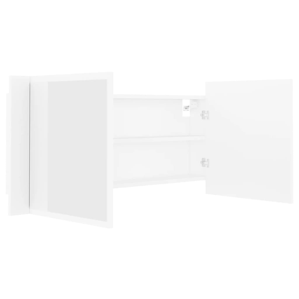 LED kupaonski ormarić s ogledalom bijeli 100x12x45 cm akrilni