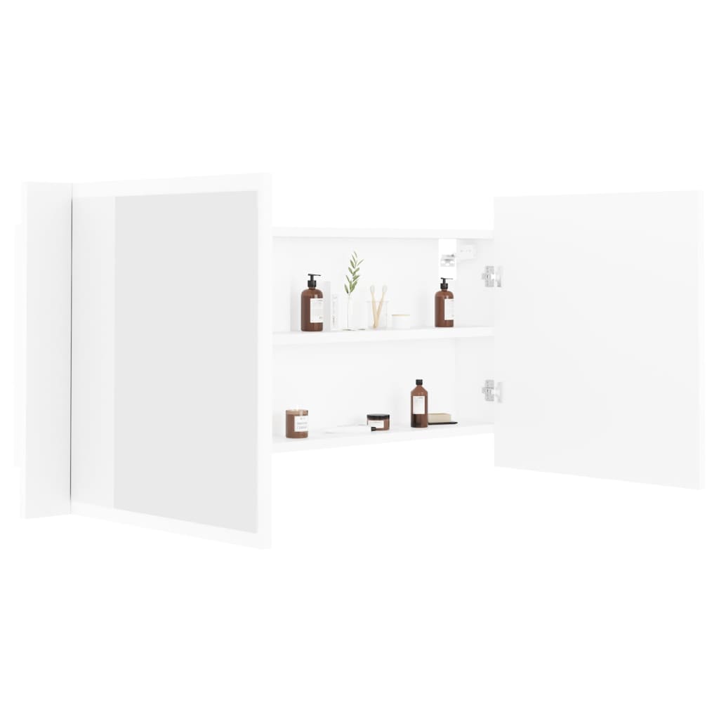 LED kupaonski ormarić s ogledalom bijeli 100x12x45 cm akrilni