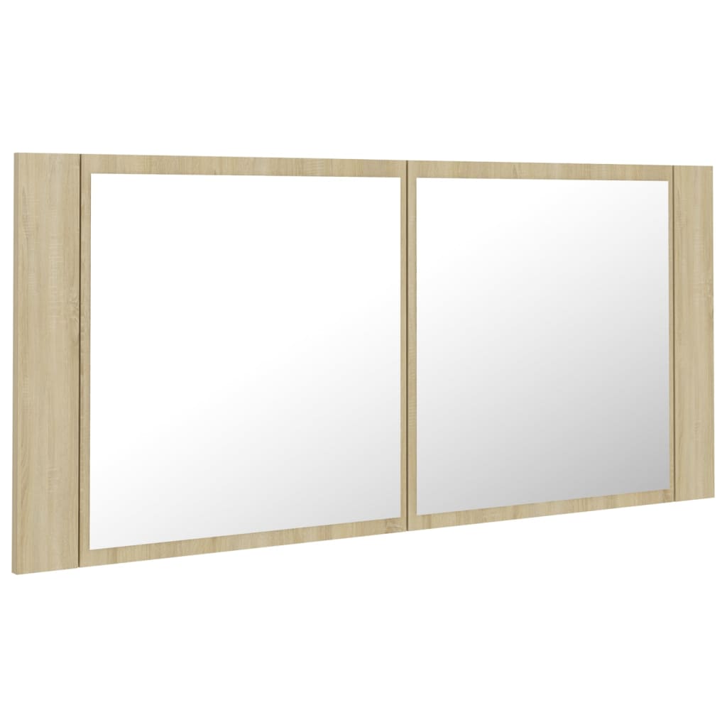 LED kupaonski ormarić s ogledalom boja hrasta 100x12x45 akrilni