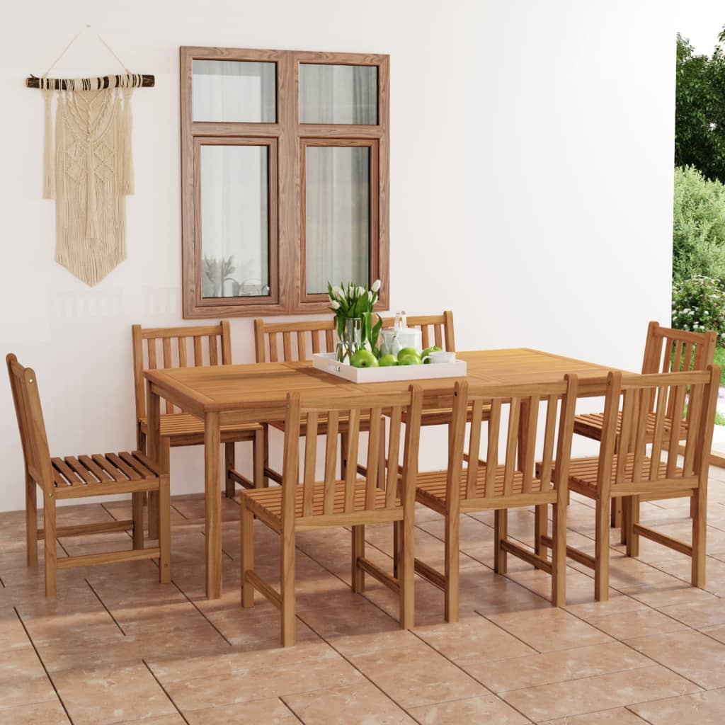 Vrtni blagovaonski set od 9 dijelova 200 x 100 cm masivno tikovino drvo