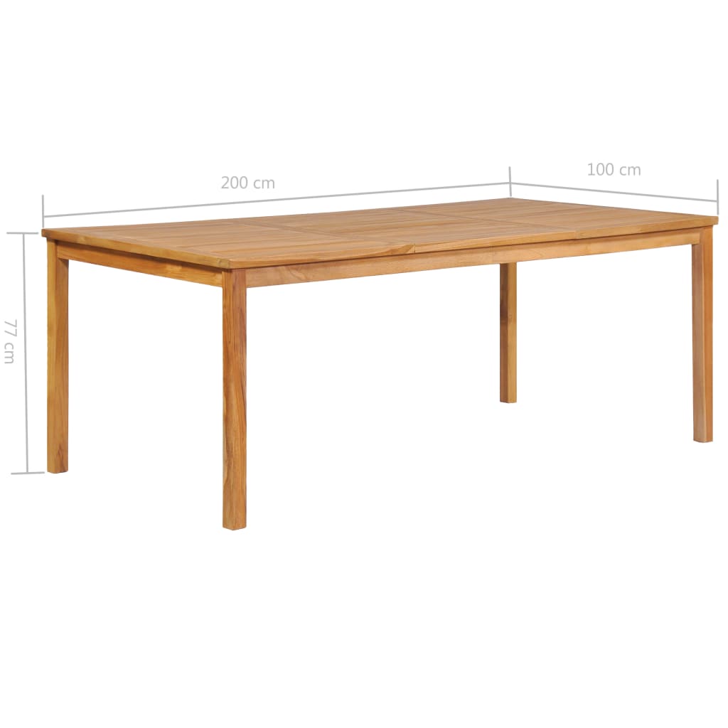 Vrtni blagovaonski set od 9 dijelova 200 x 100 cm masivno tikovino drvo