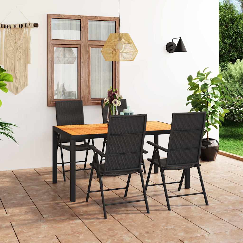 5-dijelni vrtni blagovaonski set crno-smeđi Crna