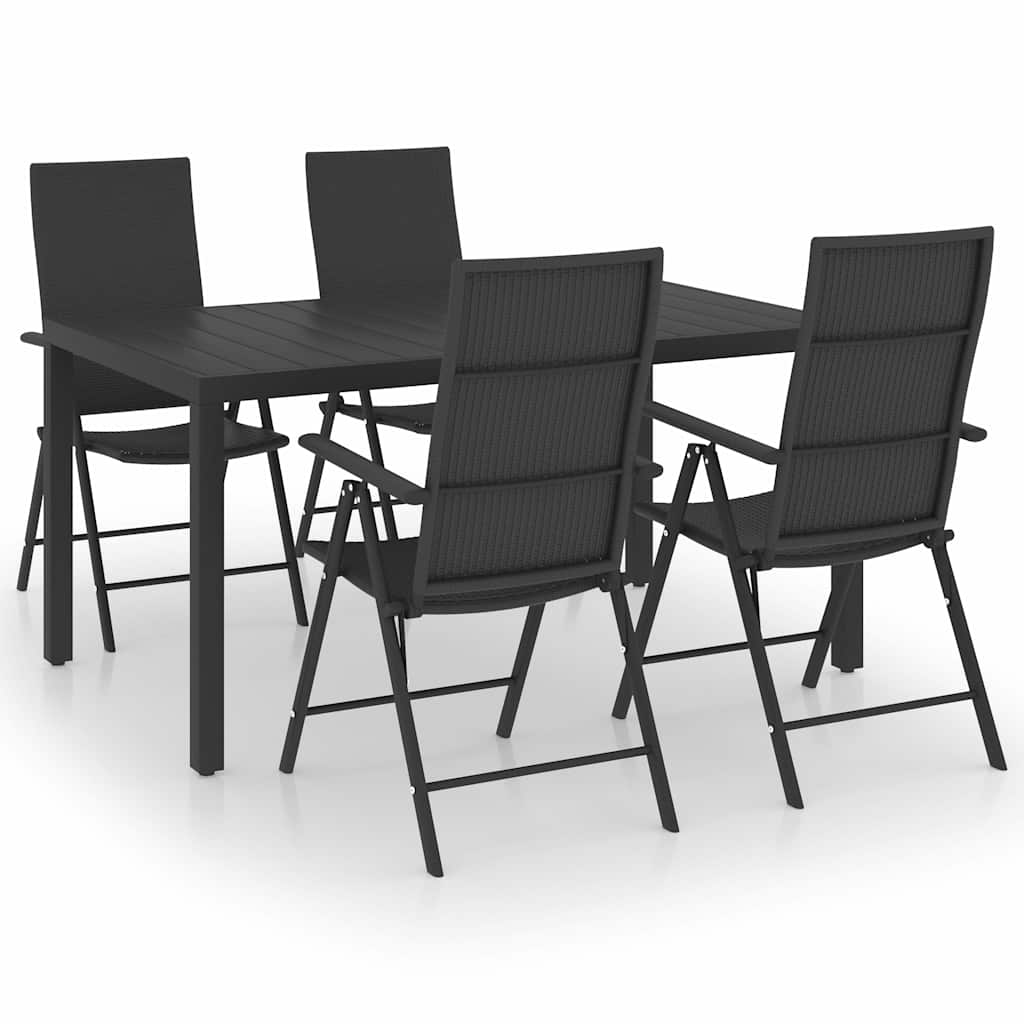 5-dijelni vrtni blagovaonski set crni