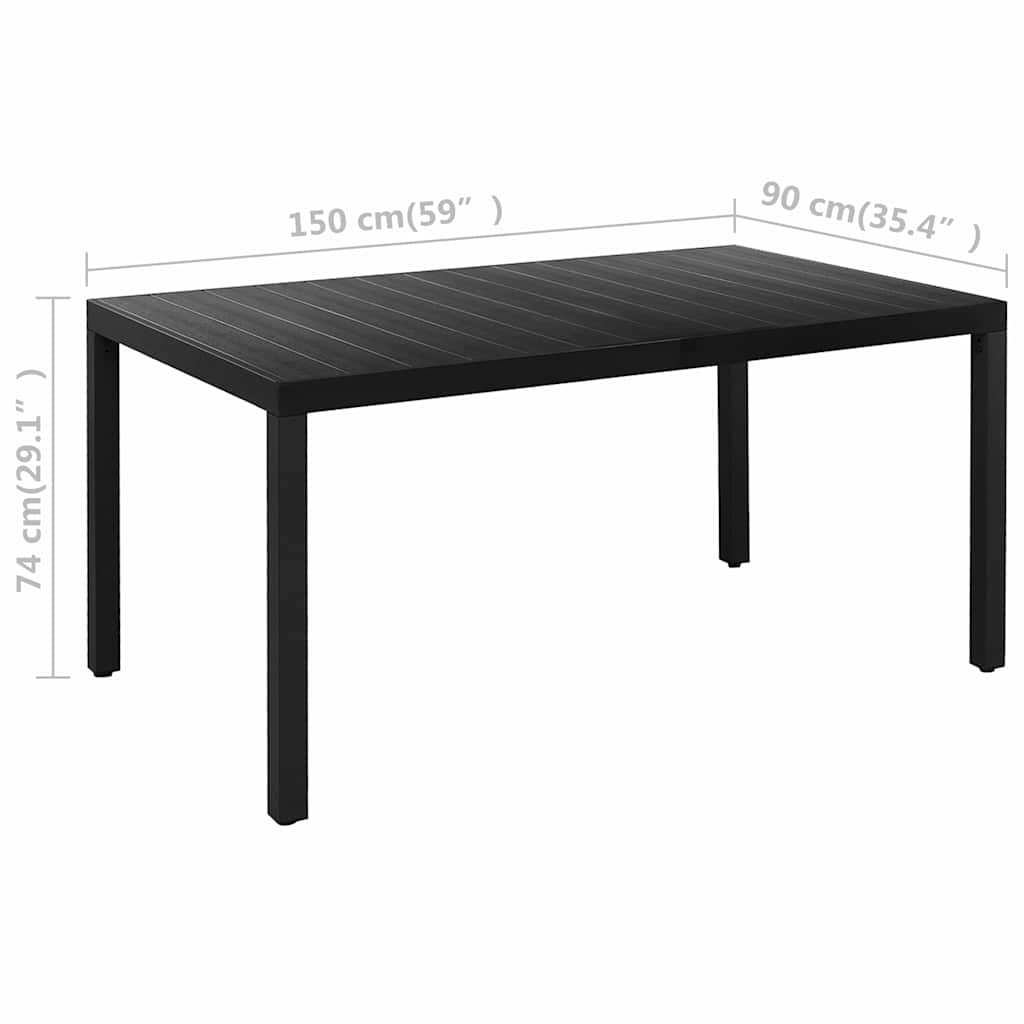 5-dijelni vrtni blagovaonski set crni
