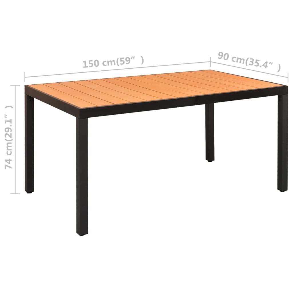 5-dijelni vrtni blagovaonski set crno-smeđi
