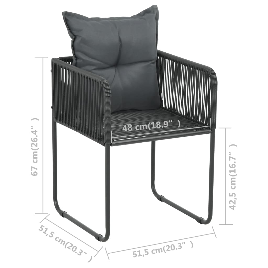 3-dijelni vrtni blagovaonski set od PVC ratana crni