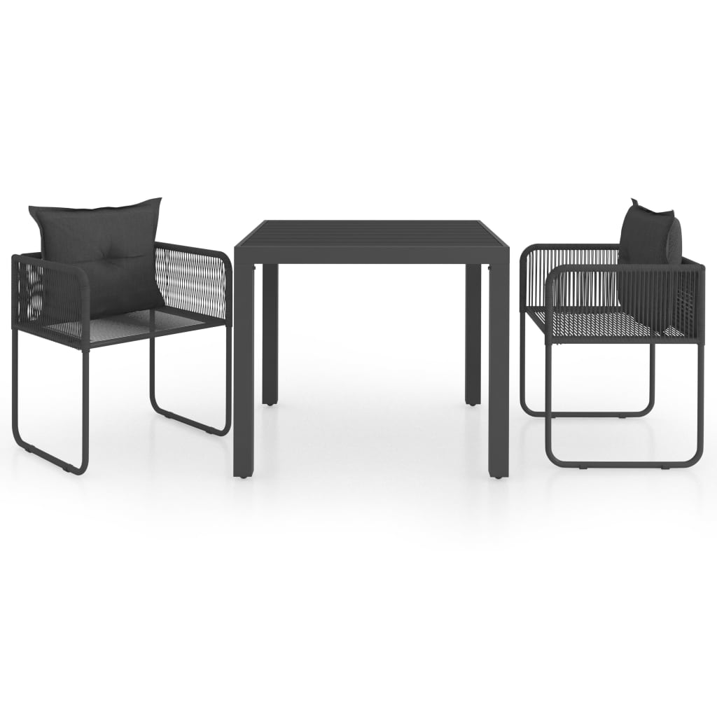 3-dijelni vrtni blagovaonski set od PVC ratana crni Crna Dužina stola 79 cm