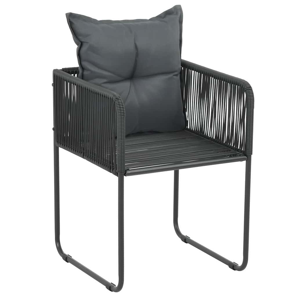 3-dijelni vrtni blagovaonski set od PVC ratana crni Crna Dužina stola 79 cm