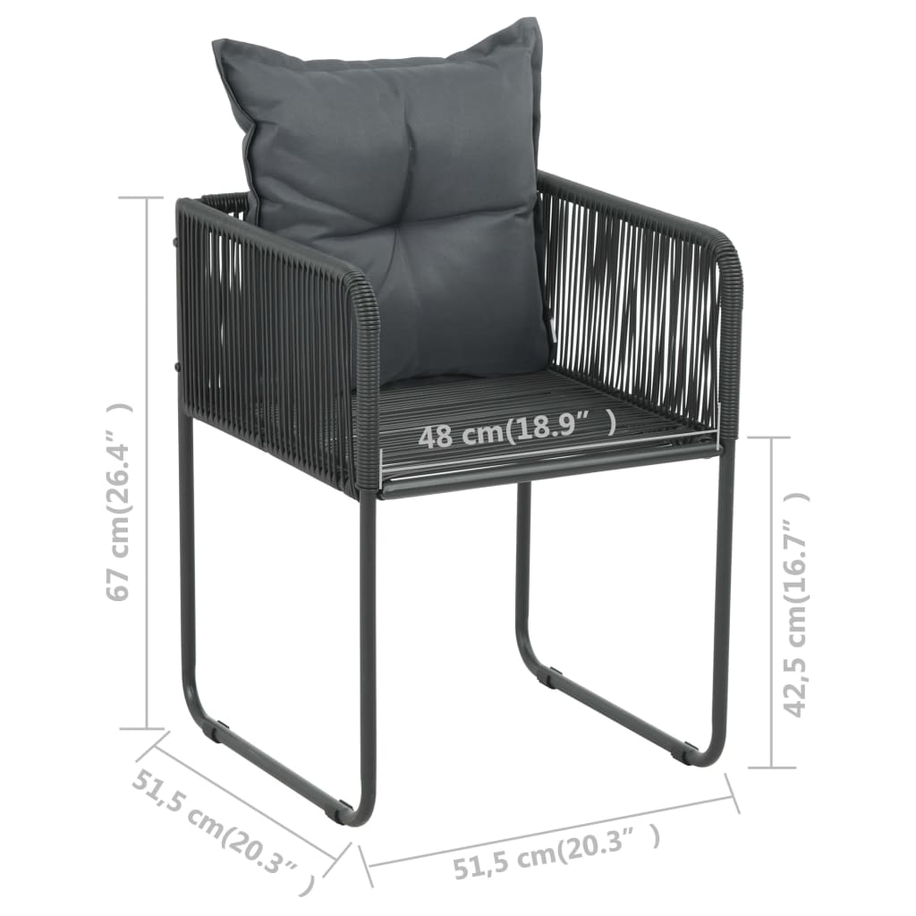 3-dijelni vrtni blagovaonski set od PVC ratana crni