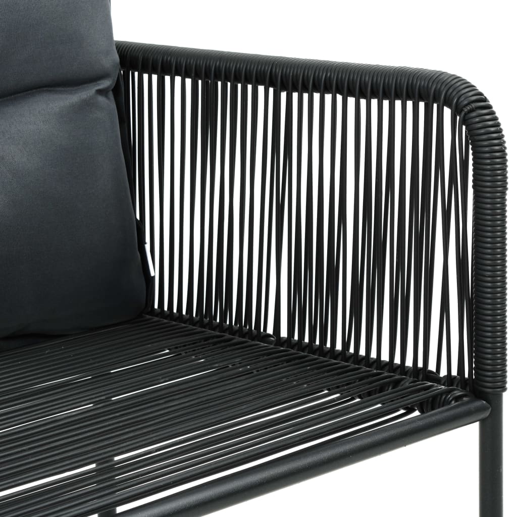 5-dijelni vrtni blagovaonski set od PVC ratana crni
