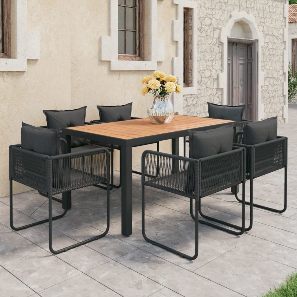 7-dijelni vrtni blagovaonski set od PVC ratana crno-smeđi