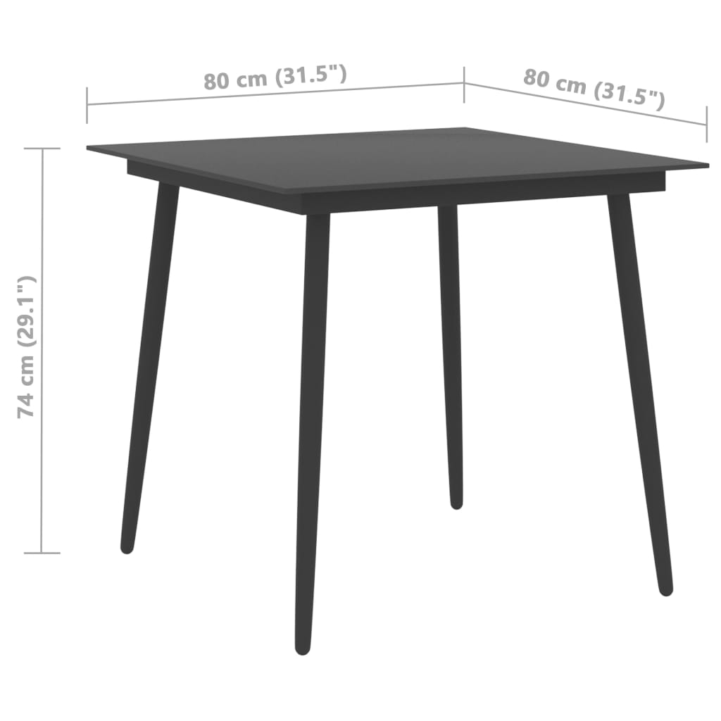 5-dijelni vrtni blagovaonski set od PVC ratana crni