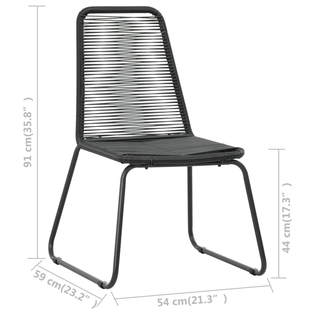 5-dijelni vrtni blagovaonski set od PVC ratana crni