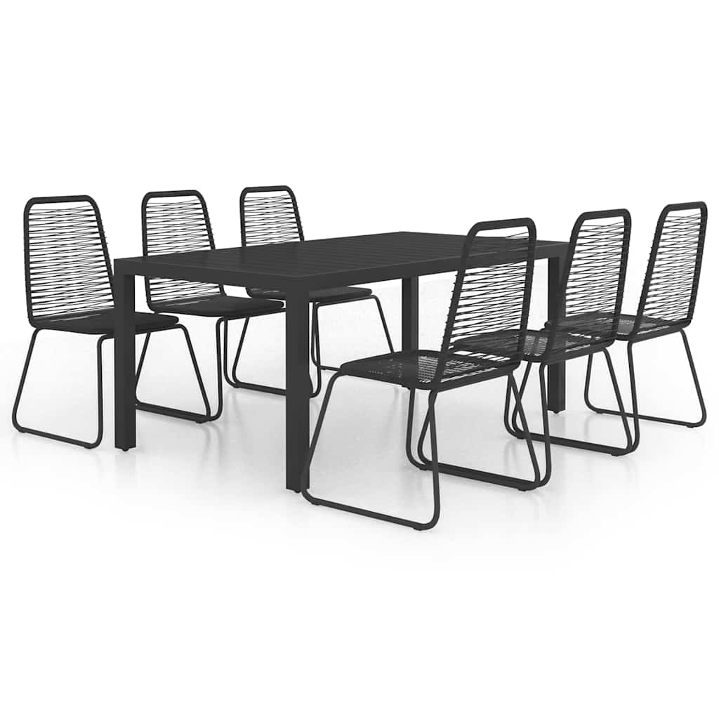 7-dijelni vrtni blagovaonski set od PVC ratana crni