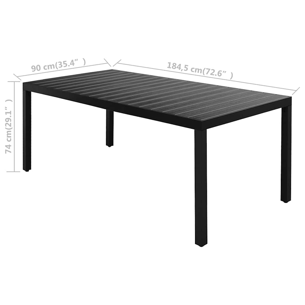 7-dijelni vrtni blagovaonski set od PVC ratana crni