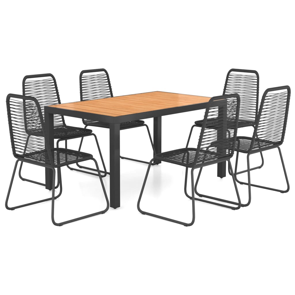 7-dijelni vrtni blagovaonski set od PVC ratana crno-smeđi