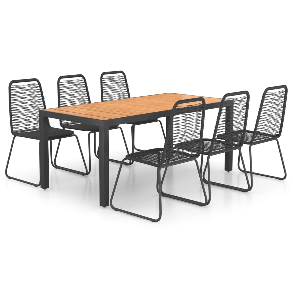 7-dijelni vrtni blagovaonski set od PVC ratana crno-smeđi