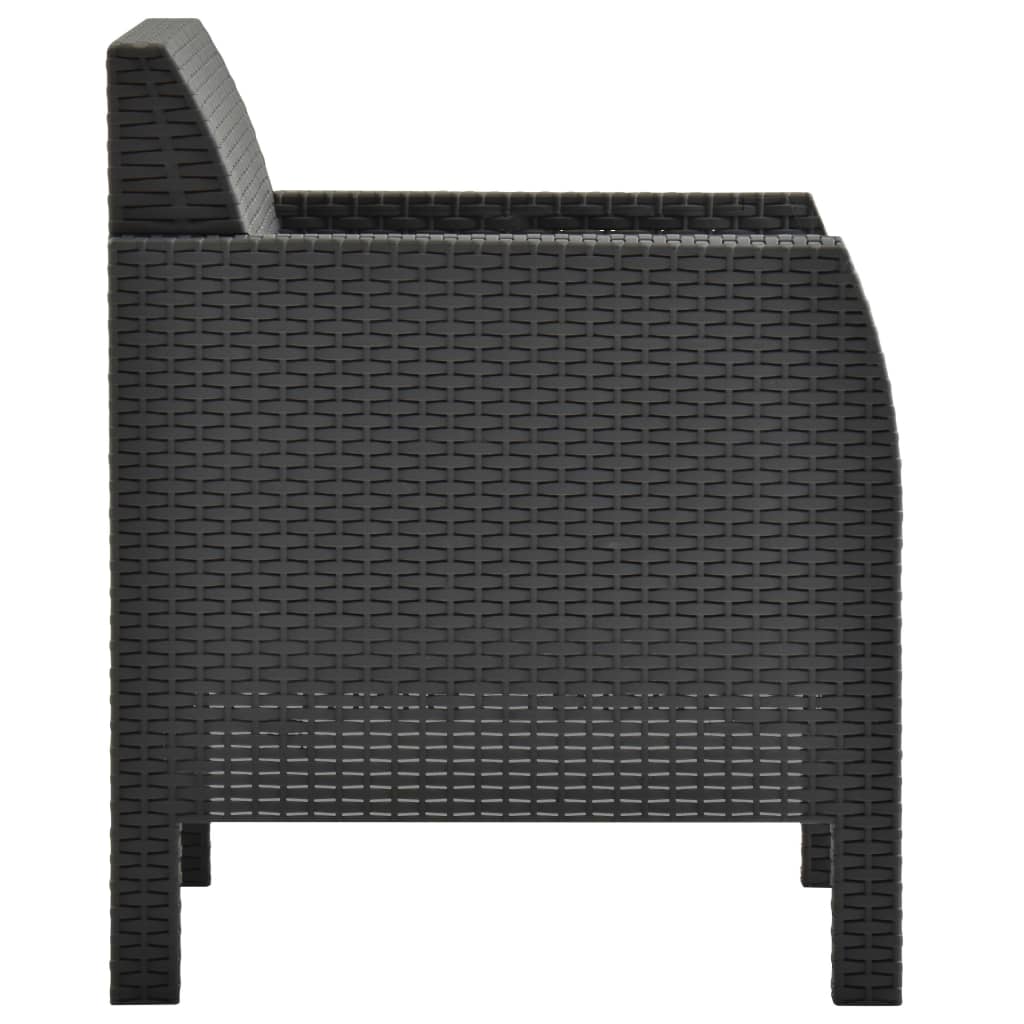 Vrtna stolica s jastukom antracit boje 63x65x76 cm PP ratan