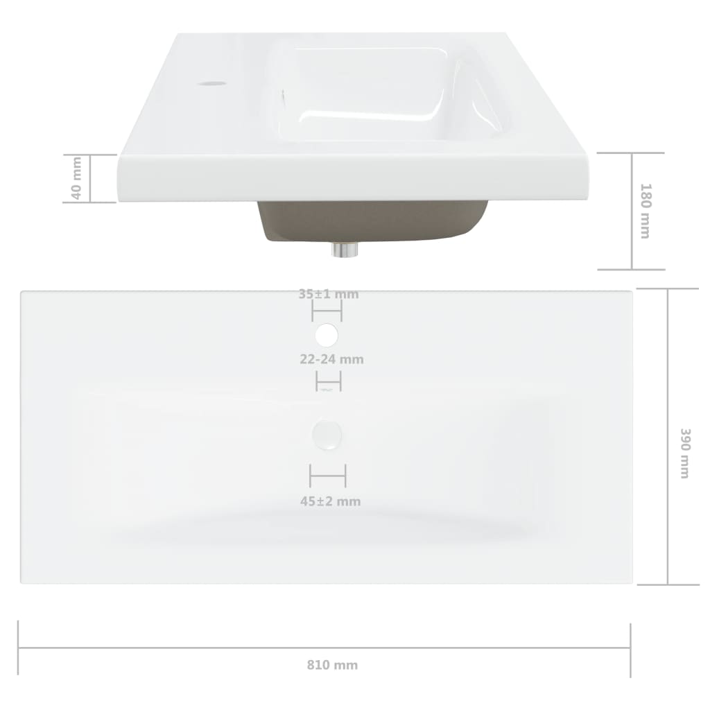 Ugradbeni umivaonik sa slavinom 81x39x18 cm keramički bijeli