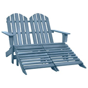 Vrtni dvosjed Adirondack od jelovine s otomanom plavi