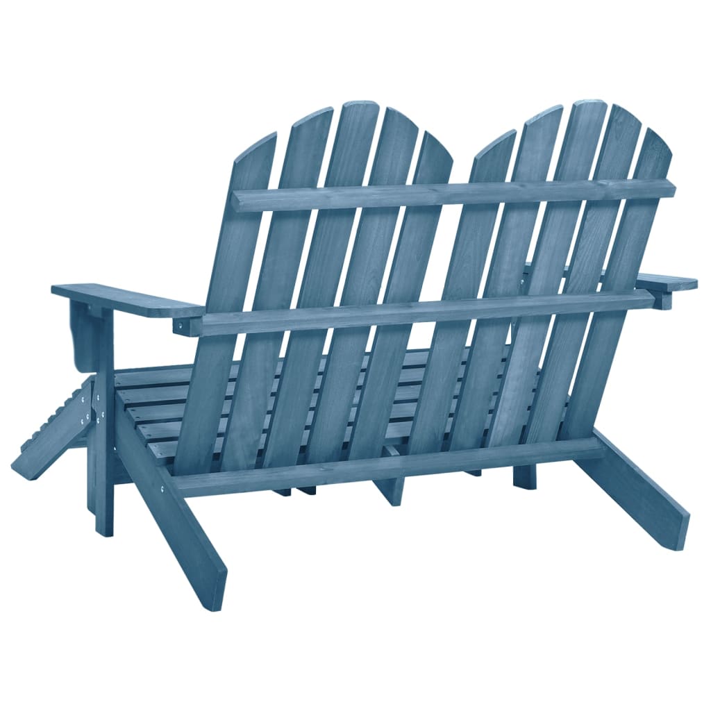 Vrtni dvosjed Adirondack od jelovine s otomanom plavi