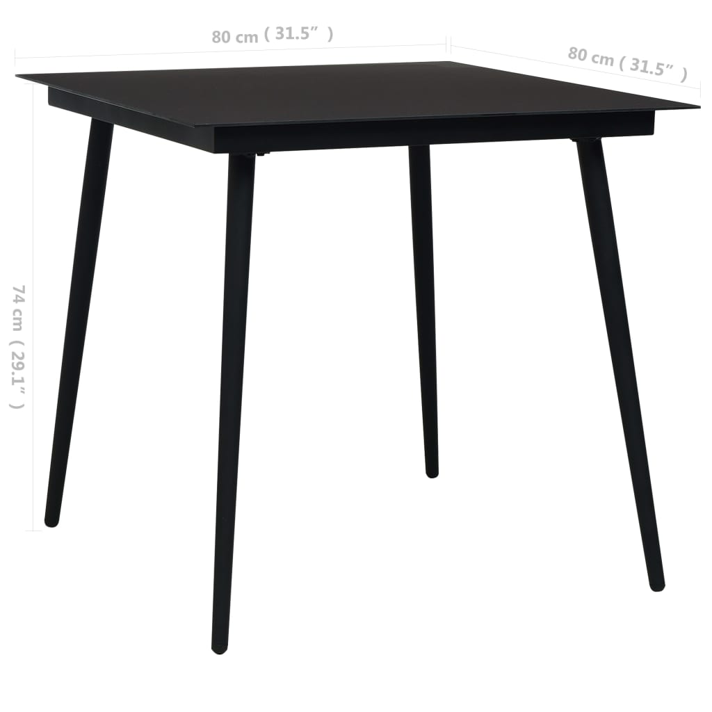 3-dijelni vrtni blagovaonski set od PVC ratana crni