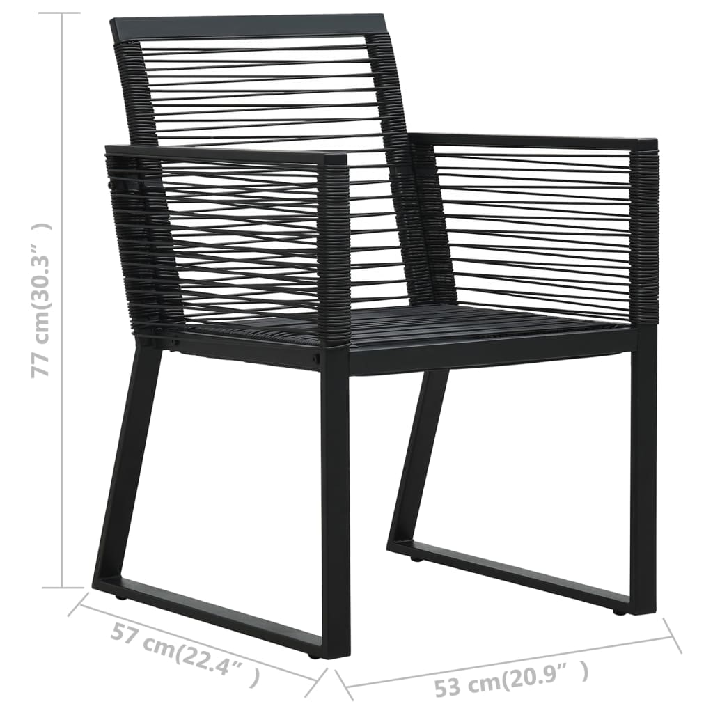 7-dijelni vrtni blagovaonski set od PVC ratana crni