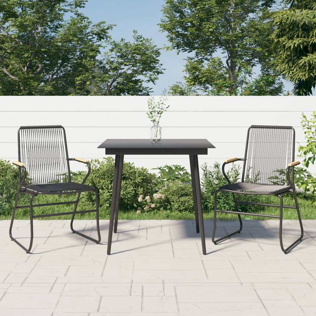 3-dijelni vrtni blagovaonski set od PVC ratana crni