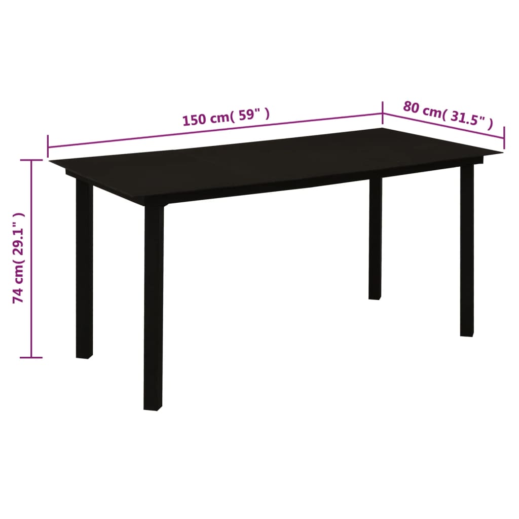 7-dijelni vrtni blagovaonski set od PVC ratana crni