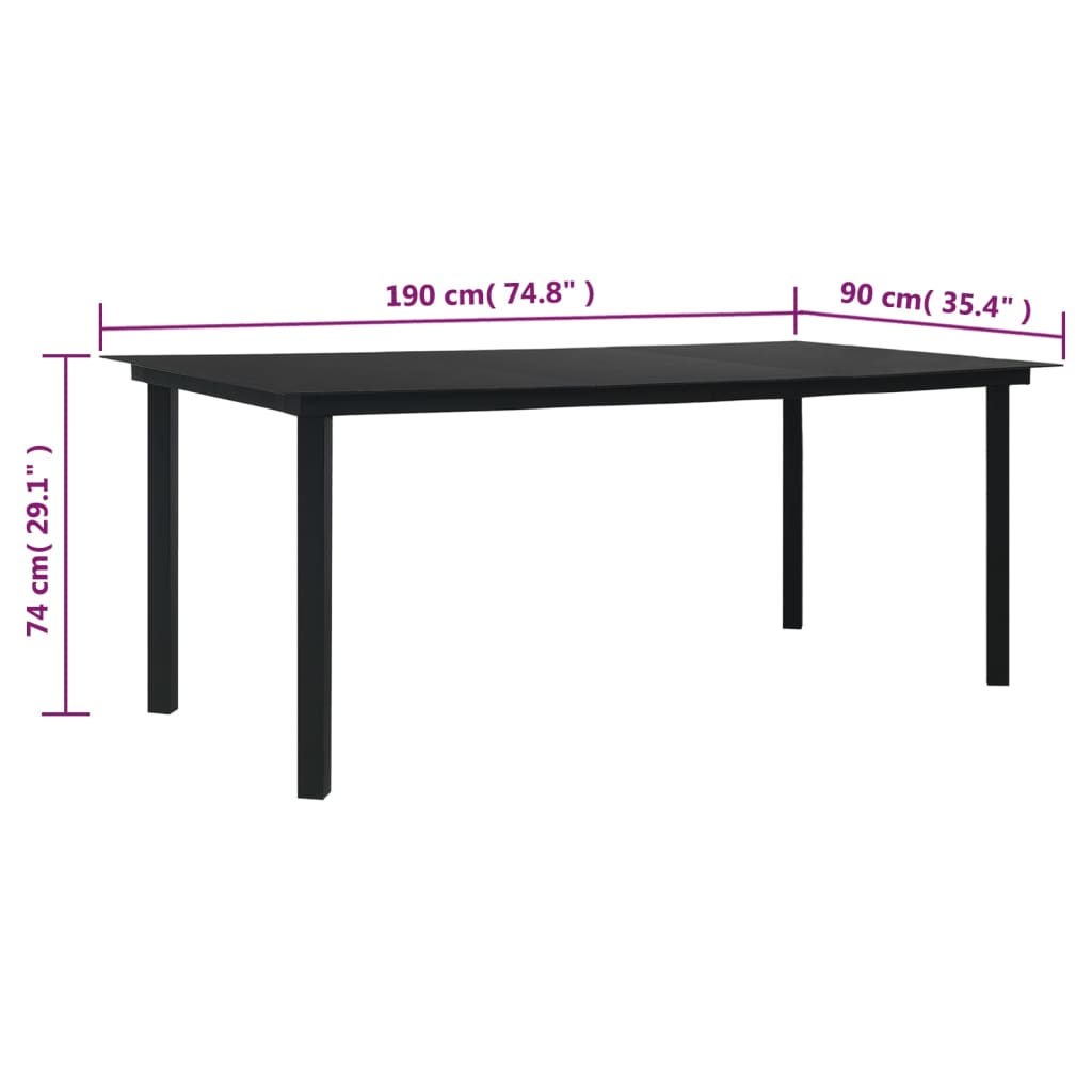 7-dijelni vrtni blagovaonski set od PVC ratana crni