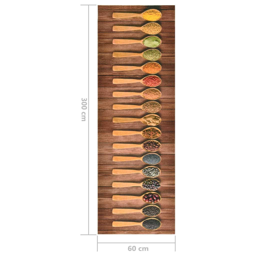 Kuhinjski tepih s uzorkom žlica perivi 60 x 300 cm