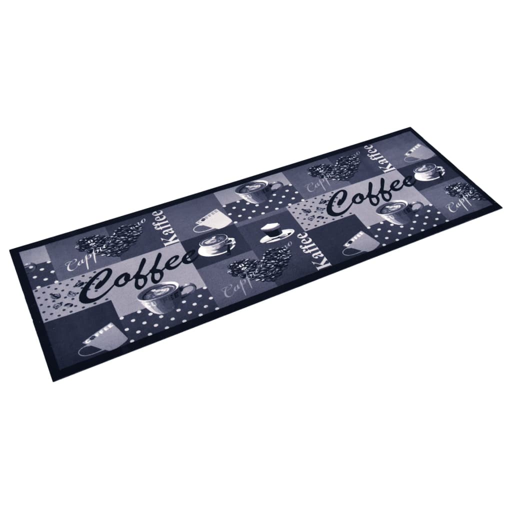 Kuhinjski tepih s uzorkom kave perivi plavi 60 x 180 cm