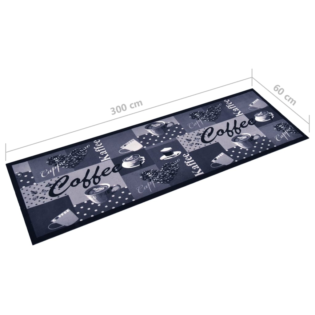 Kuhinjski tepih s uzorkom kave perivi plavi 60 x 300 cm