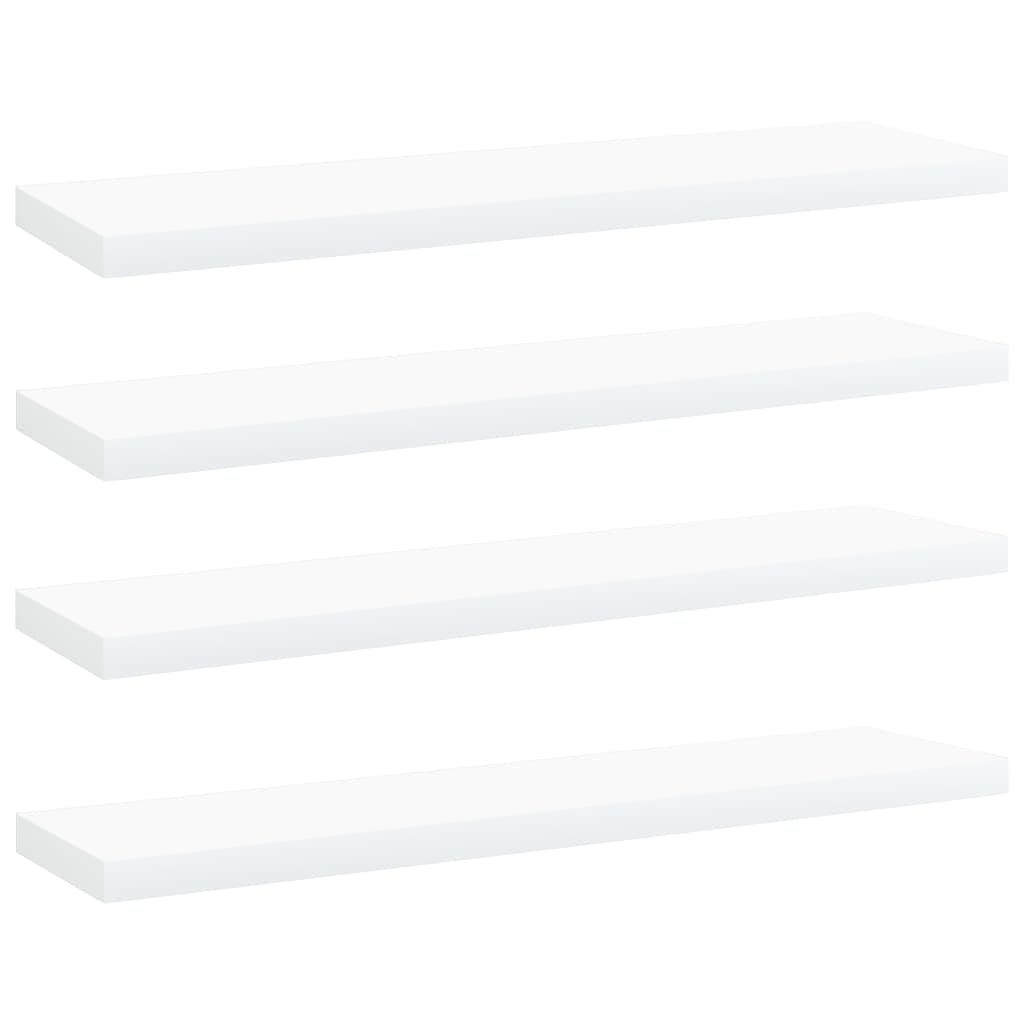 Police za knjige 4 kom bijele 40x10x1,5 cm konstruirano drvo