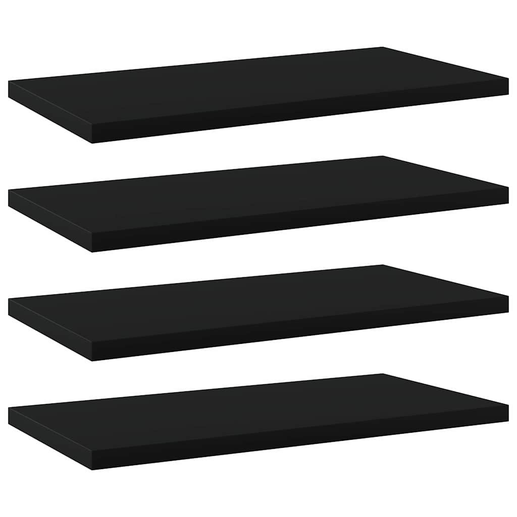Police za knjige 4 kom crne 40 x 20 x 1,5 cm konstruirano drvo