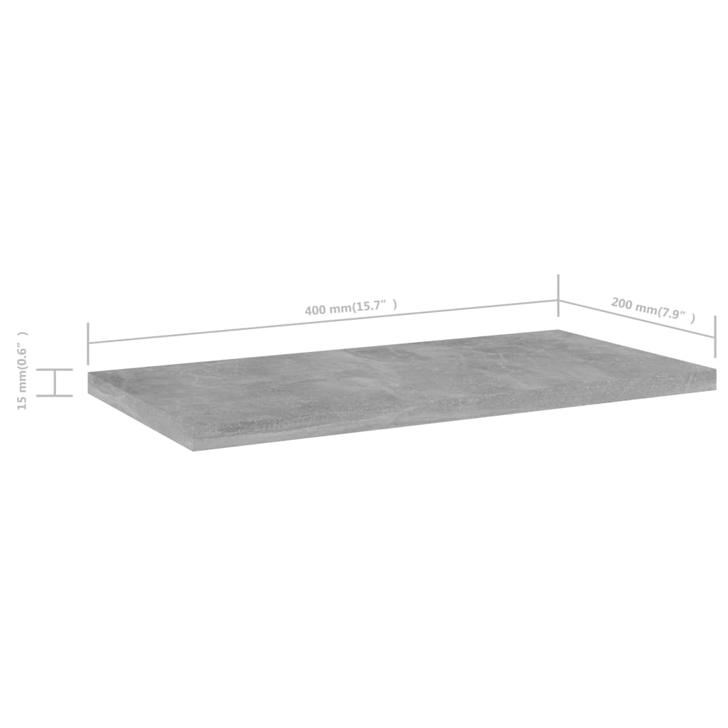 Police za knjige 4 kom siva boja betona 40 x 20 x 1,5 cm drvene