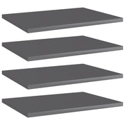 Police za knjige 4 kom visoki sjaj sive 40x30x1,5 cm od iverice