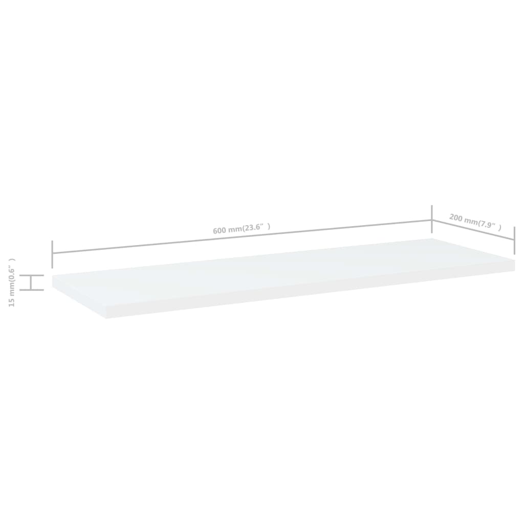 Police za knjige 4 kom bijele 60x20x1,5 cm konstruirano drvo
