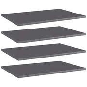 Police za knjige 4 kom visoki sjaj sive 60x40x1,5 cm od iverice