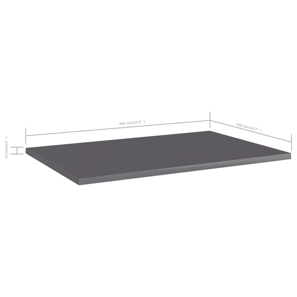 Police za knjige 4 kom visoki sjaj sive 60x40x1,5 cm od iverice