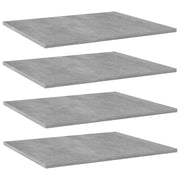 Police za knjige 4 kom siva boja betona 60 x 50 x 1,5 cm drvene